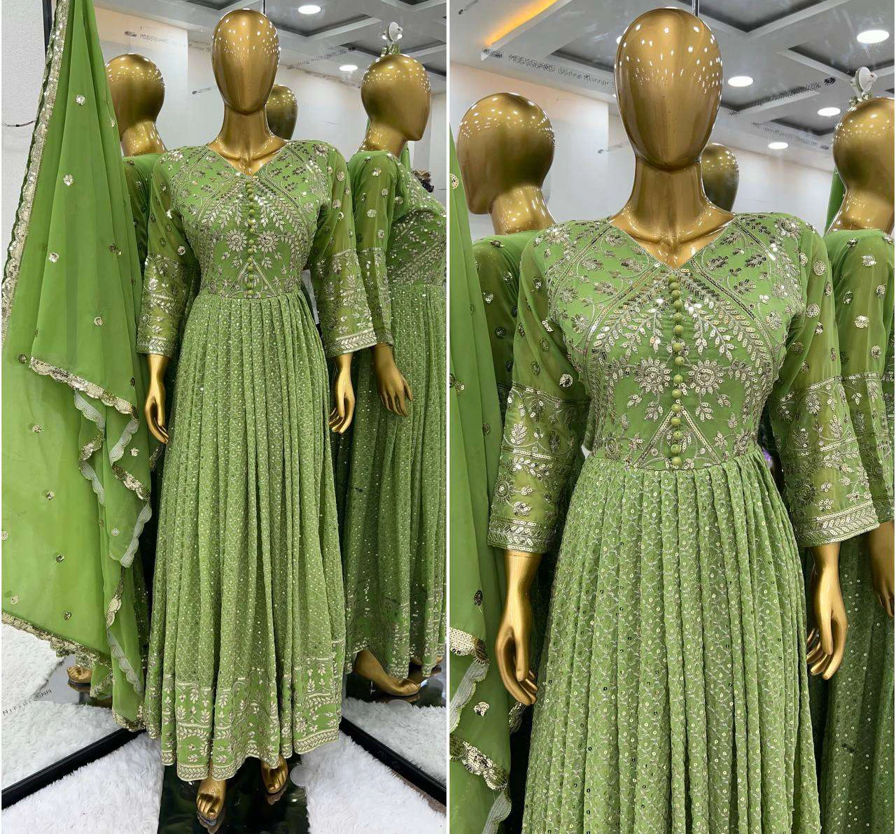 Vardan Ethnic Sr 1628 Faux Georgette Wholesale Gown Set